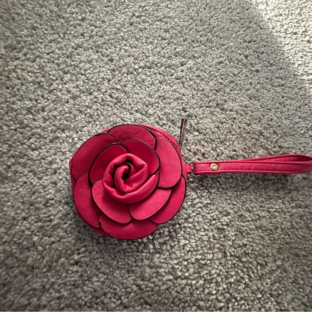Hot Pink Rose Design Wallet.